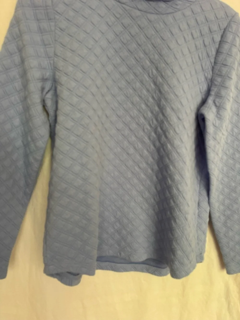 J. Crew Quilted Mockneck Pullover Periwinkle Diamond Knit Sweatshirt Size XS